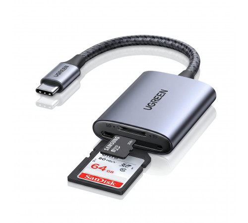 Картридер | 2-в-1 | SD/MicroSD/TF | UGREEN CM401 | Type-C